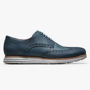 Cole Haan Grand.OS Navy Blue Suede Leather Oxford Shoes